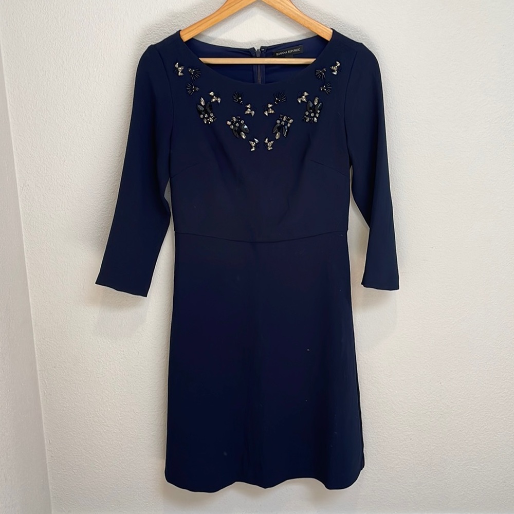 3/4 sleeve navy dress